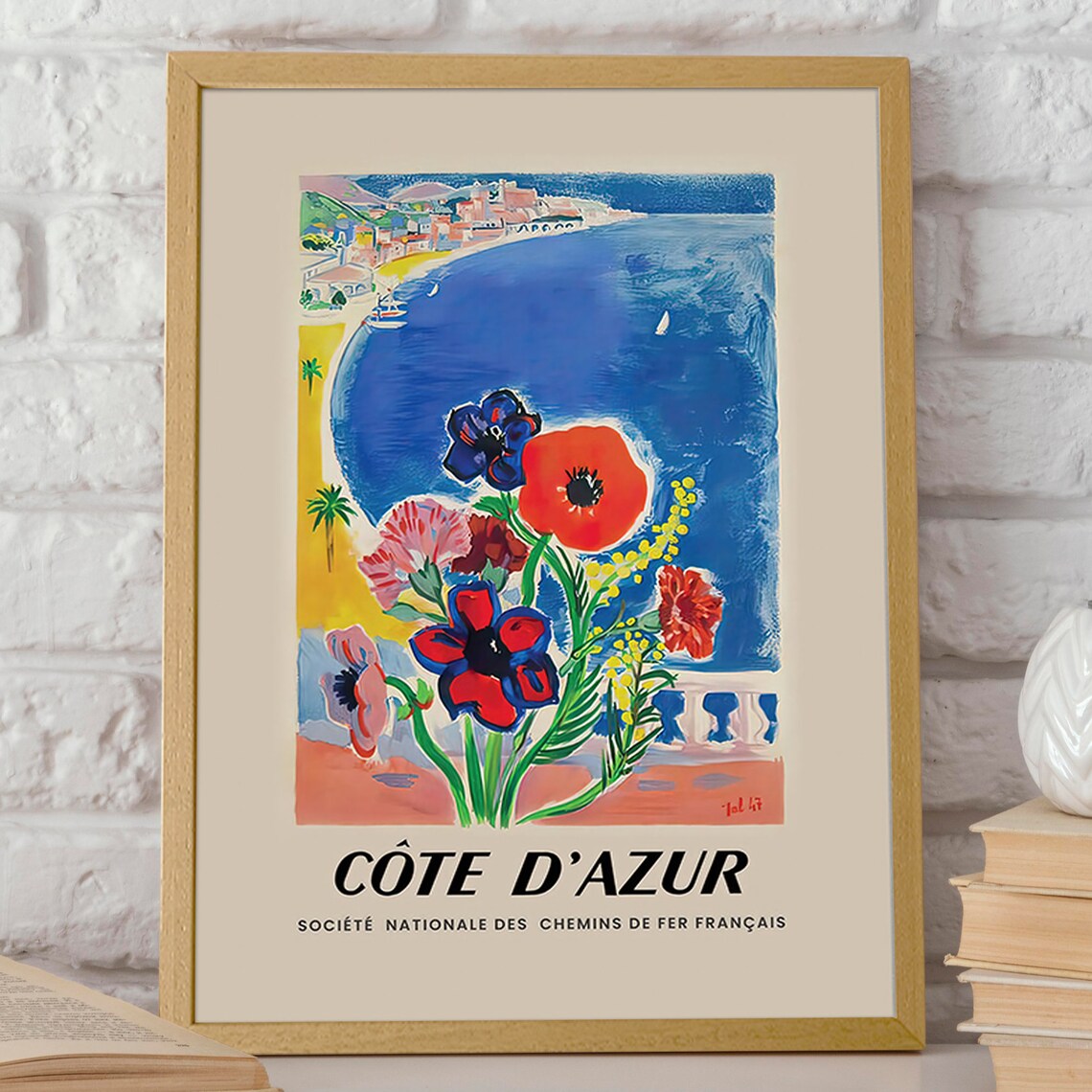 Cote Dazur Vibrant Floral French Travel Poster - Image 2