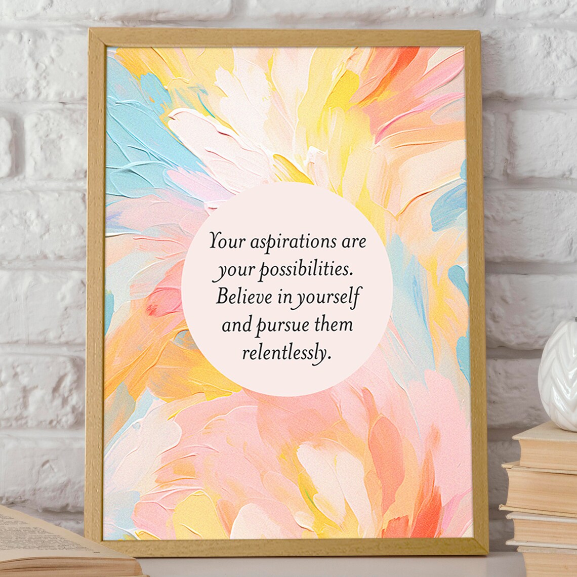 Believe In Yourself Aspirations Pastel Abstract Quote Art Poster - Image 2
