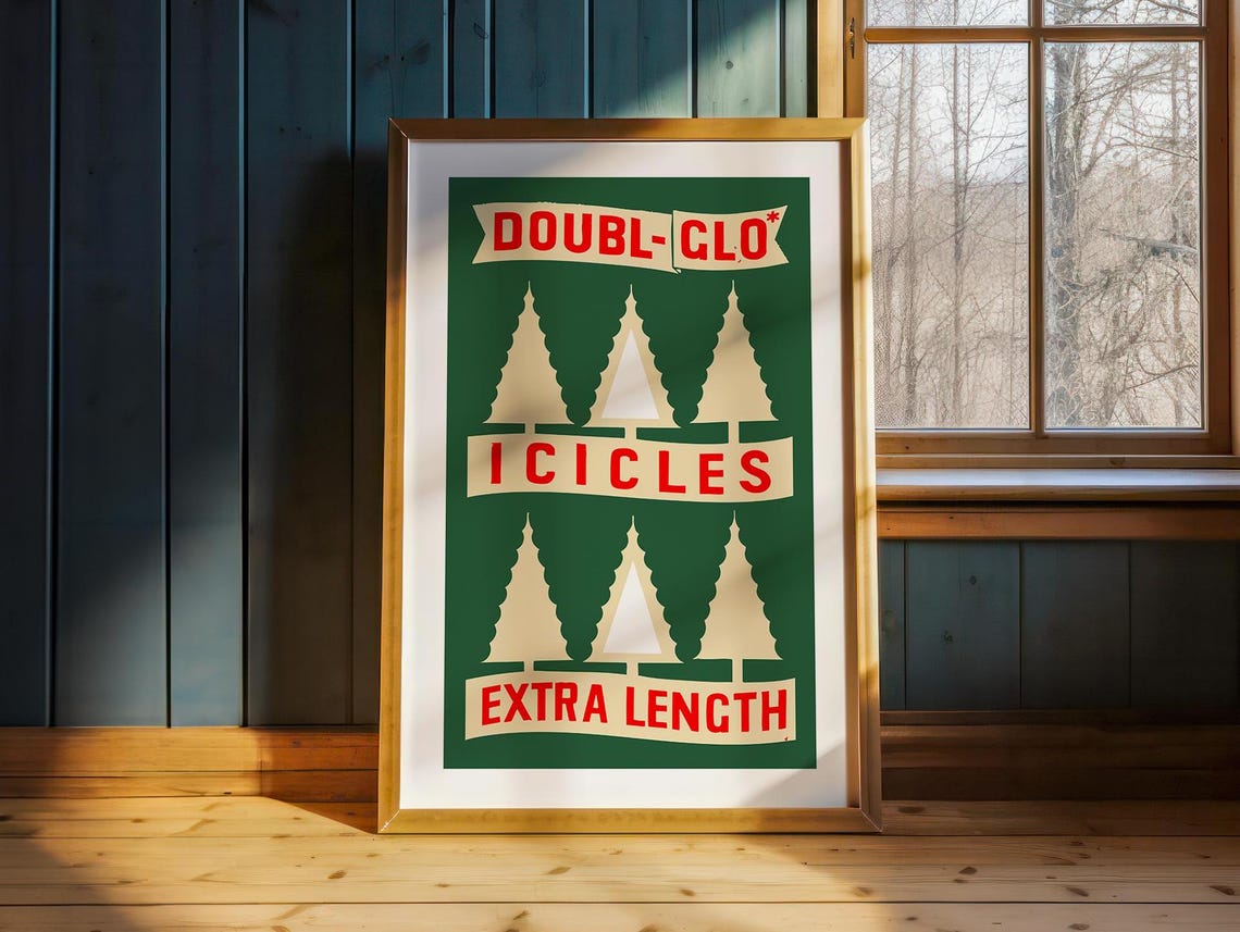 Vintage Doubl-Glo Icicles Ad Retro Christmas Tinsel Tree Poster - Image 3