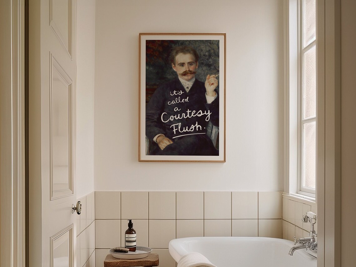 Courtesy Flush Bathroom Humor Art Print, Guest Decor - Image 2
