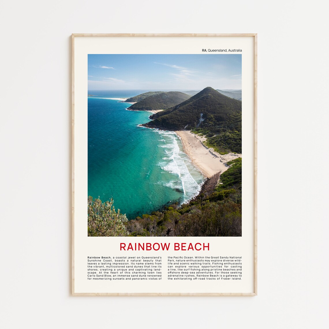 Rainbow Beach Queensland Australia Film Photo Coastal Travel Poster