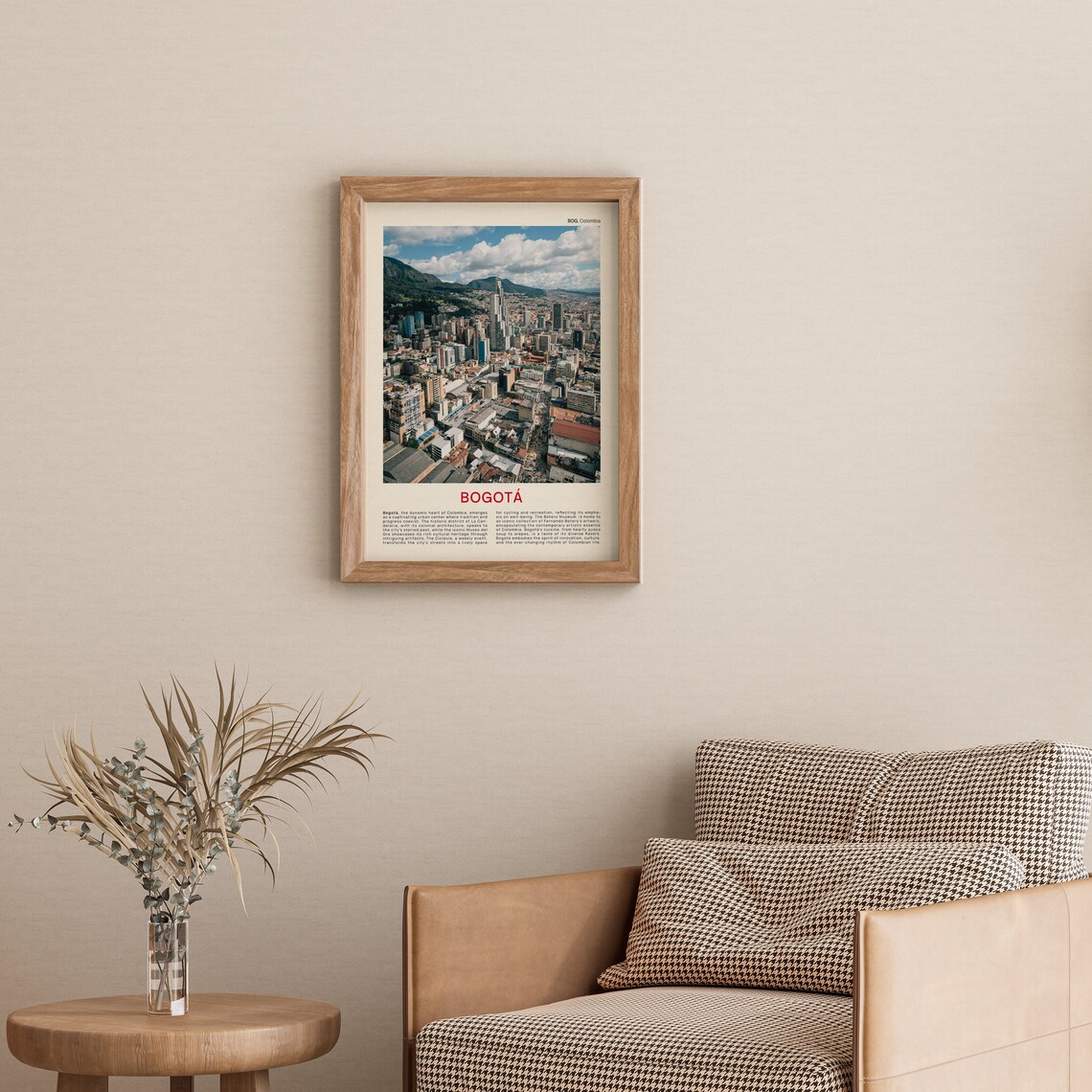 Minimalist Bogota Travel Photo Poster Featuring a Cityscape Against the Andes - Image 3