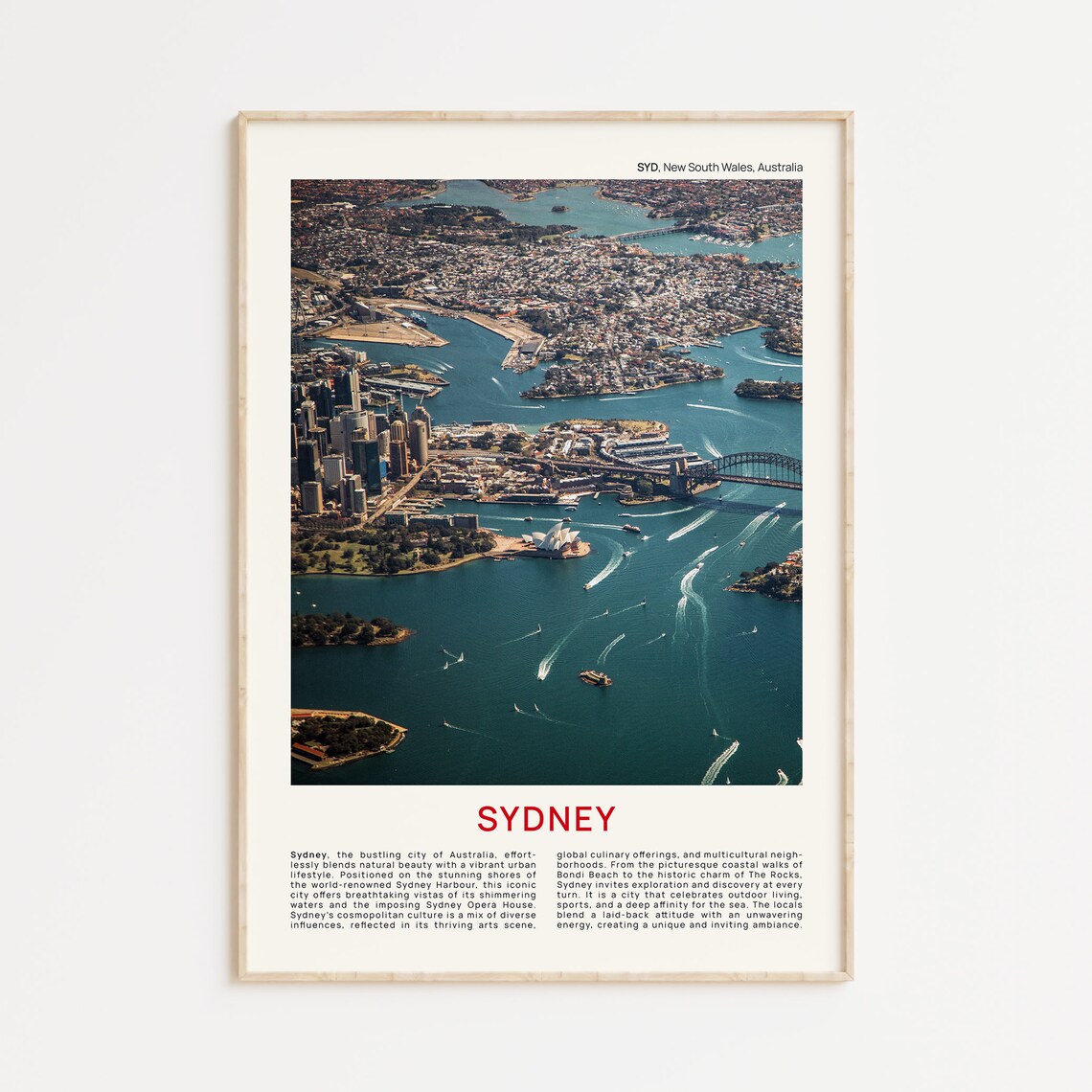 Sydney Vintage Travel Poster, Australia Wall Decor