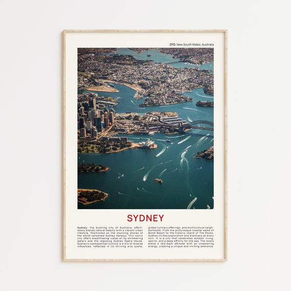 Sydney Vintage Travel Poster, Australia Wall Decor