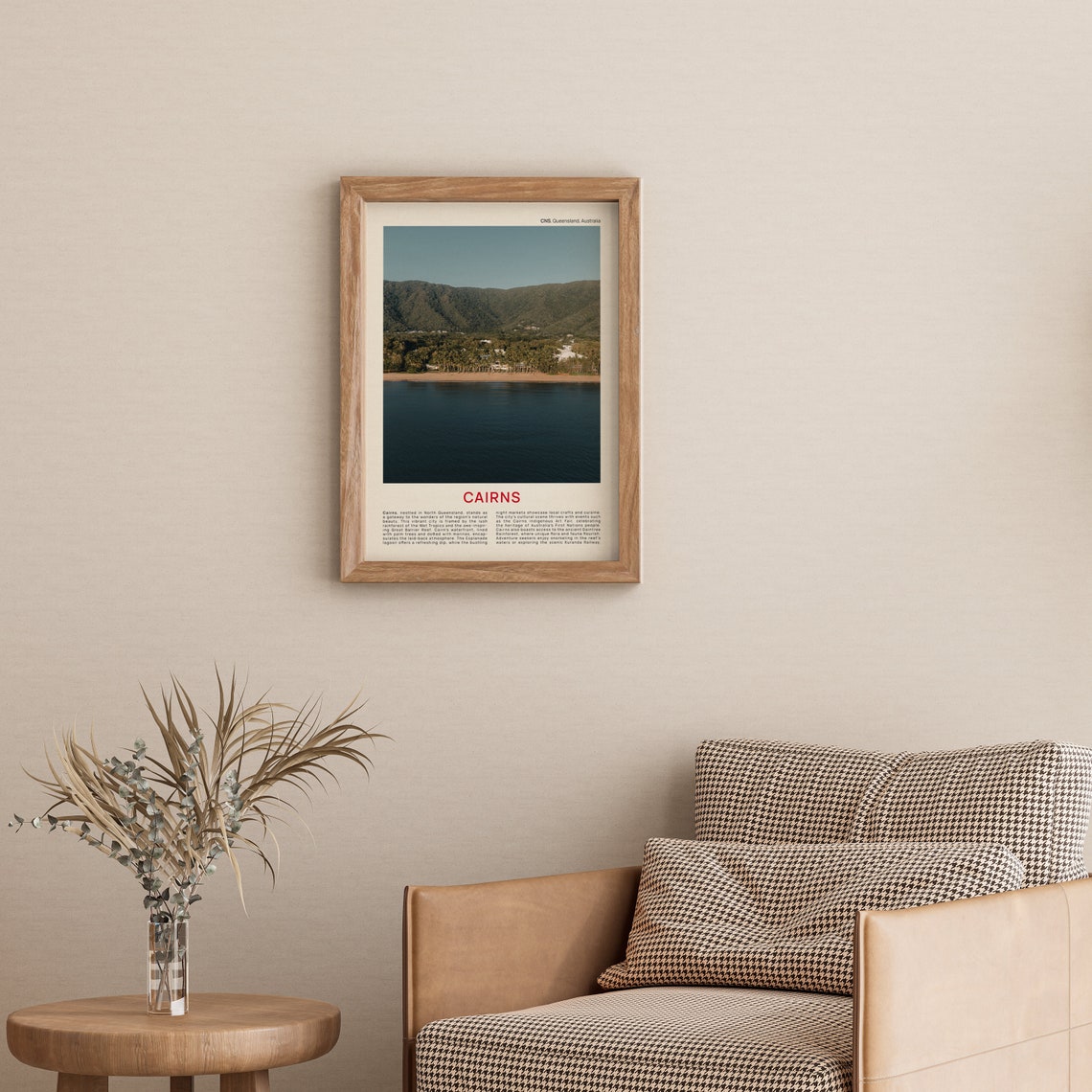 Cairns Tropical Beach Lined With Palms Beneath Green Mountains Poster - Image 4