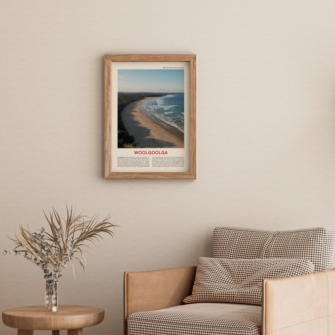 Woolgoolga Australia Aerial View Long Golden Surf Beach Coast Poster - Image 3