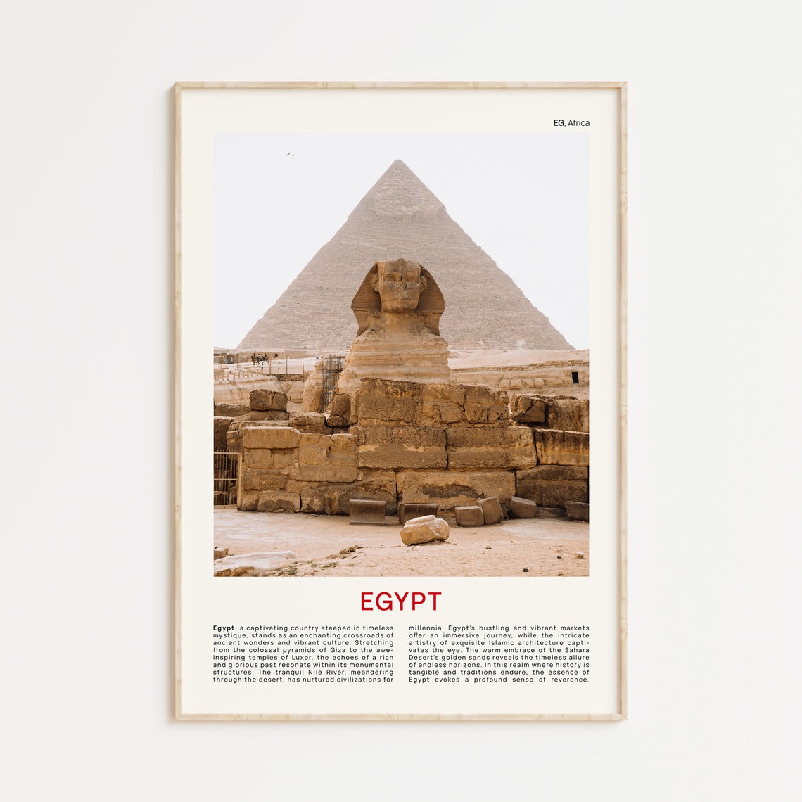 Great Sphinx Before The Pyramid Of Giza Egypt Landmark Travel Poster