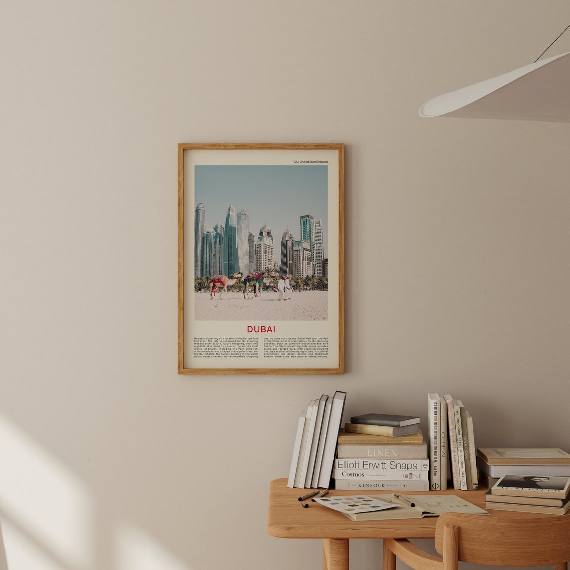 Dubai UAE Camels on Beachfront Skyline Film Photo Travel Poster - Image 2
