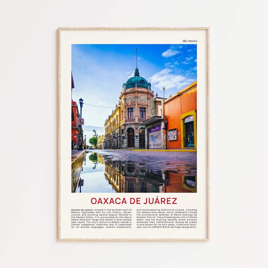 Oaxaca De Juarez Mexico Colonial Street Reflections Travel Poster