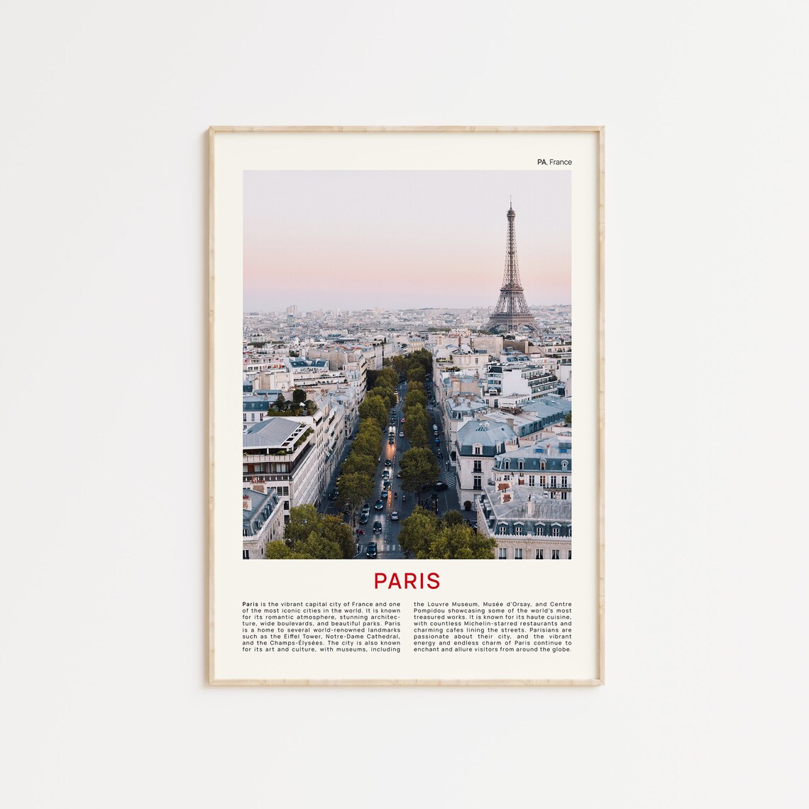 Paris France Eiffel Tower Sunset Rooftops Travel Film Photo Print