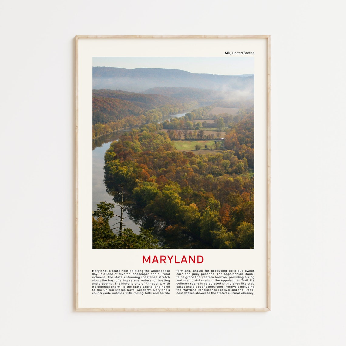 Maryland Print Film Photo Maryland Wall Art Maryland Poster Maryland Photo Maryland Poster Print Maryland Wall Decor Usa Poster Print