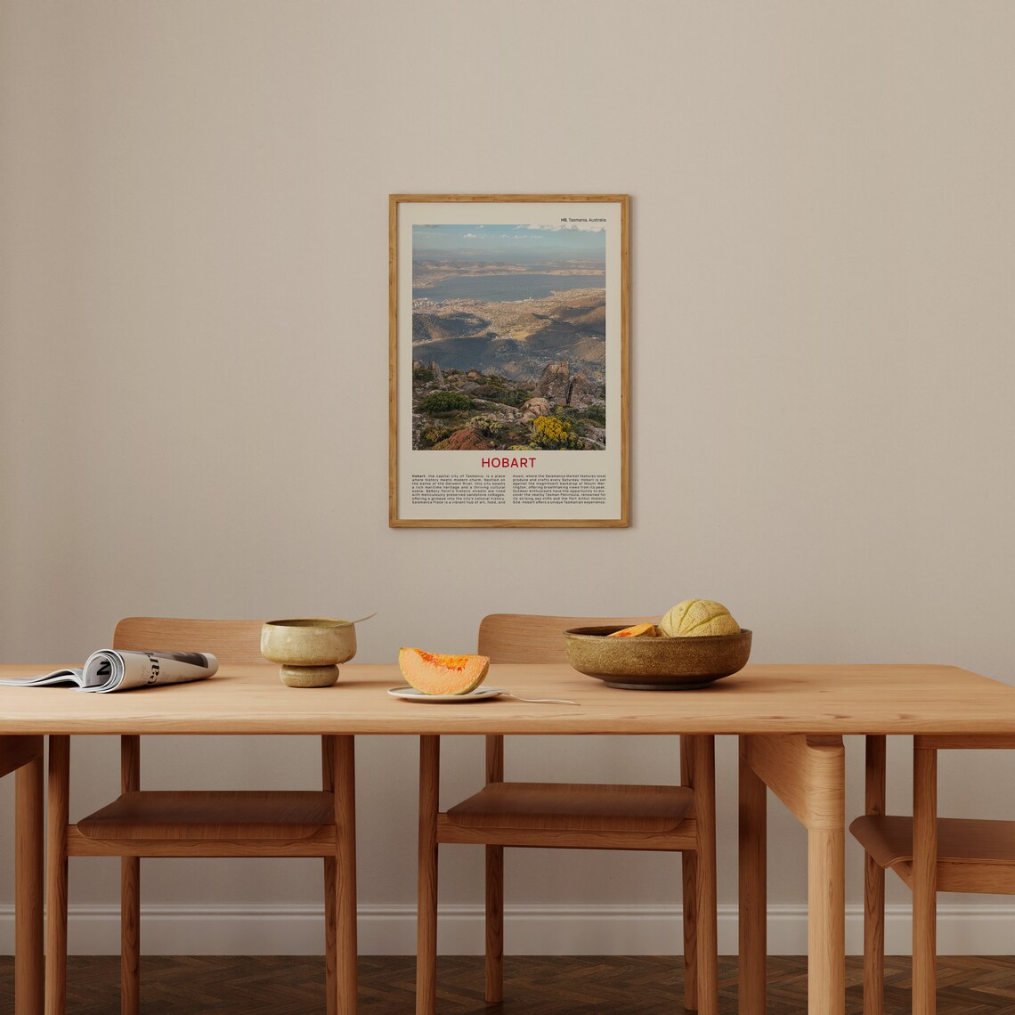 Hobart Tasmania Aerial Overlook Film Photo Travel Poster City View - Image 4