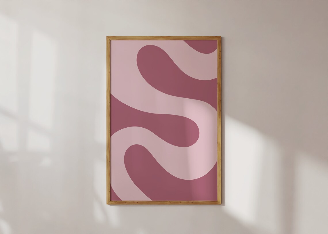 Dusty Rose Wavy Curves Abstract Pink Minimalist Modern Poster - Image 3