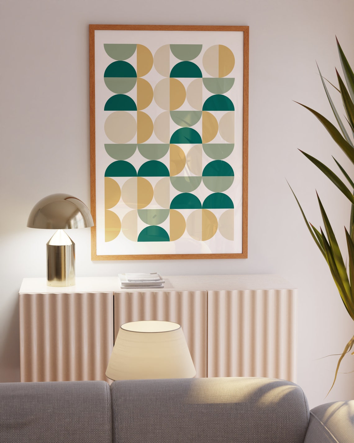 Teal Sage Mustard Half Circle Colorful Retro Geometric Poster - Image 2