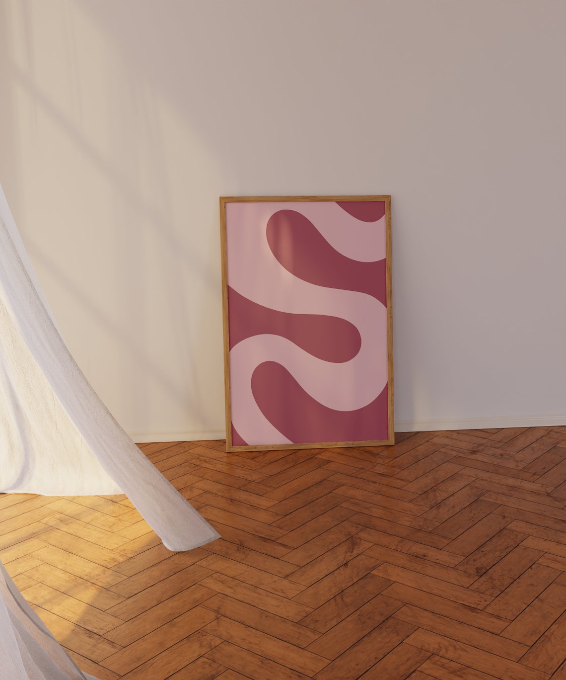 Dusty Rose Wavy Curves Abstract Pink Minimalist Modern Poster