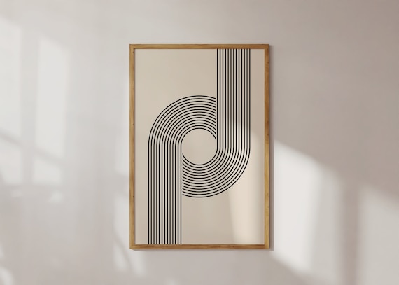 Black Concentric Loop Continuous Single Line Abstract Art Poster