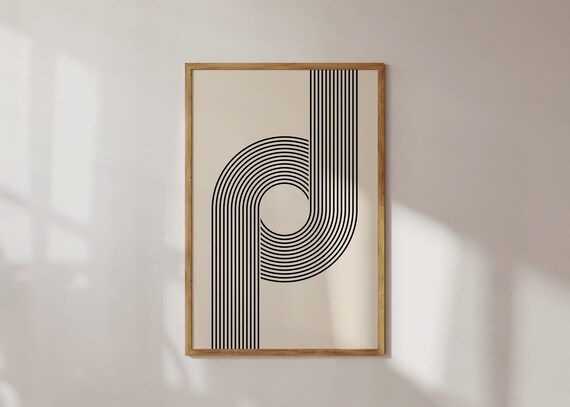 Minimalist Japandi Wall Art Print Abstract Wall Art Geometric Poster Zen Wall Art Monochrome Wall Dcor