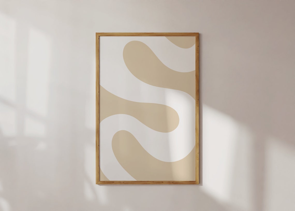 Sand Beige Wavy Curves Abstract Warm Minimalist Wall Decor Poster - Image 2