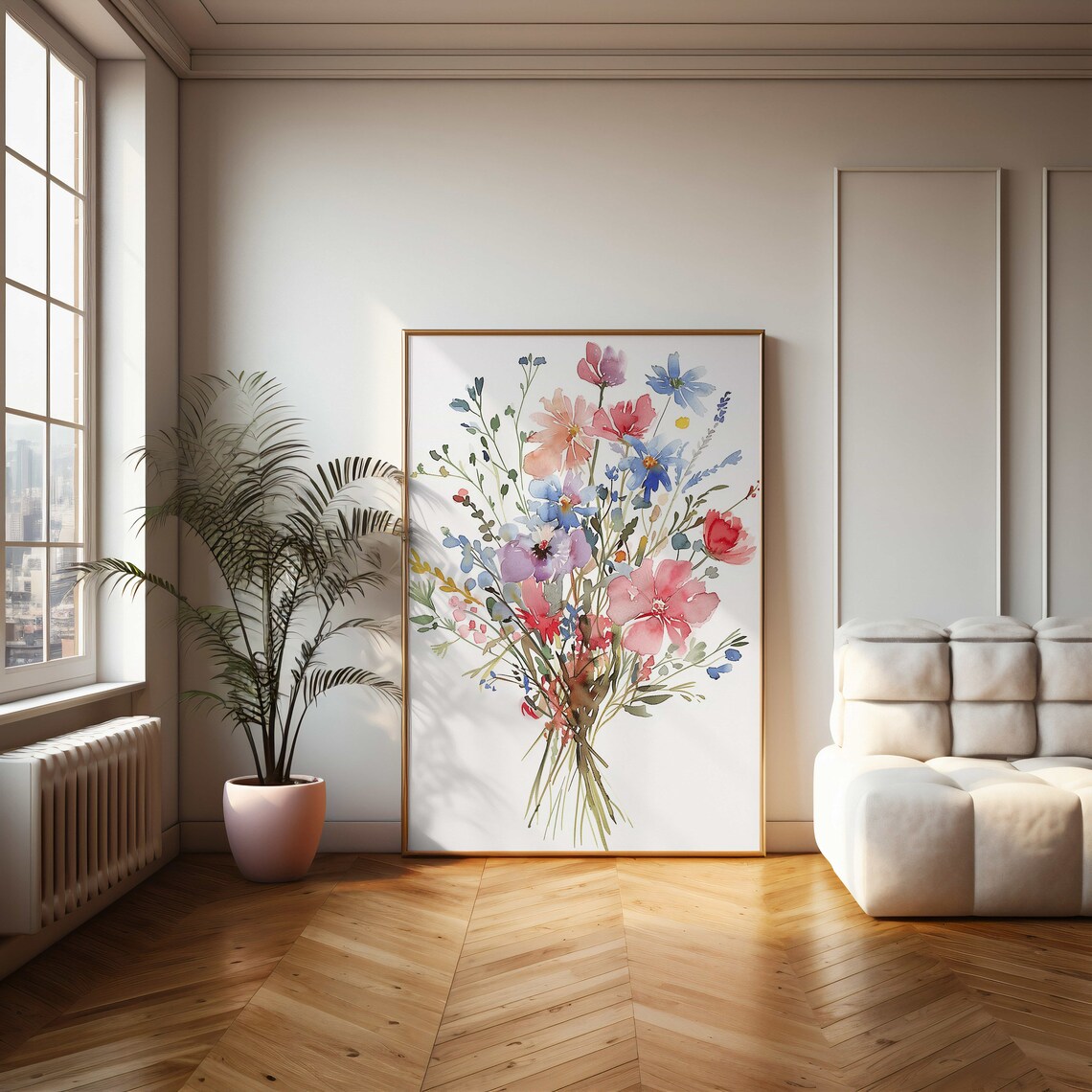 Wildflower Bouquet Colorful Watercolor Botanical Floral Poster - Image 2