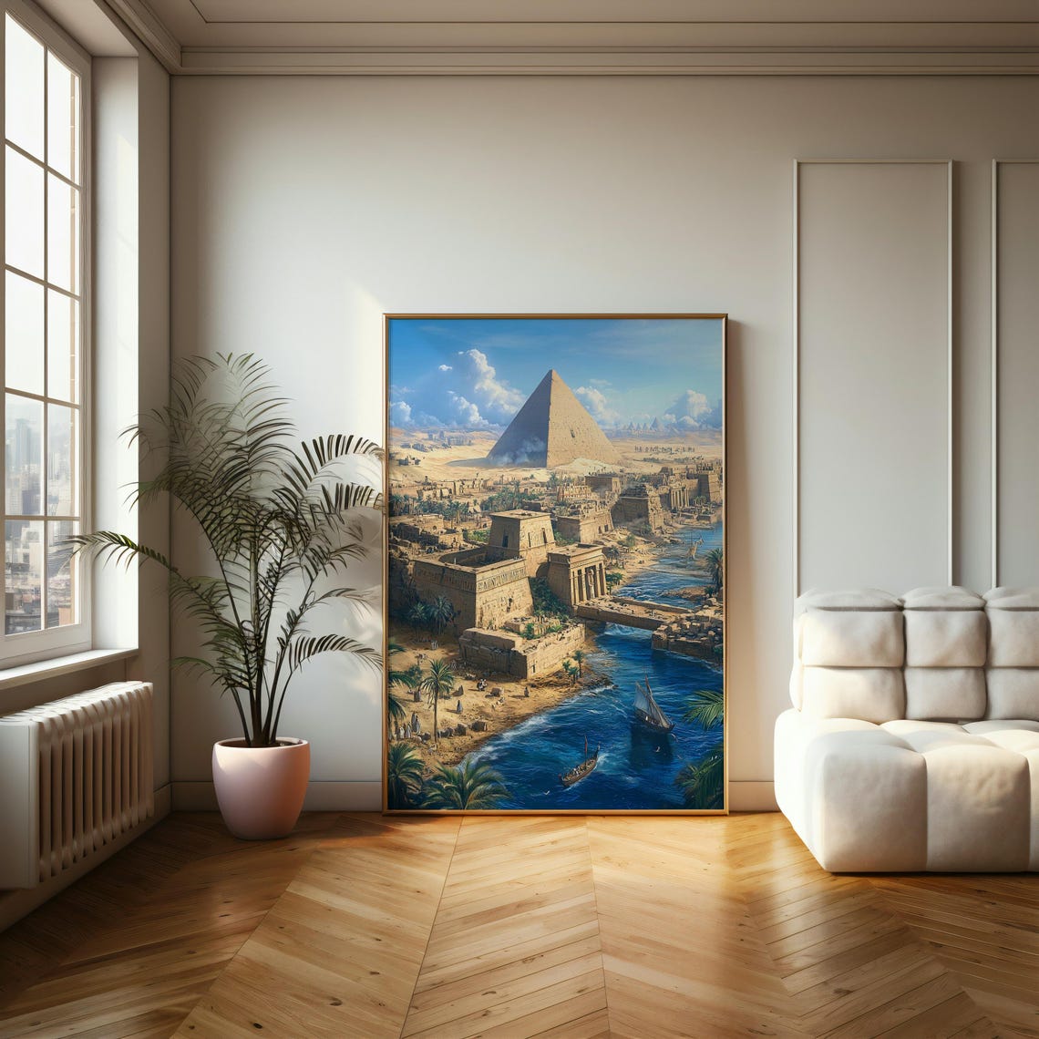 Great Pyramid Of Giza Aerial View With Nile River Egypt Poster - Image 2