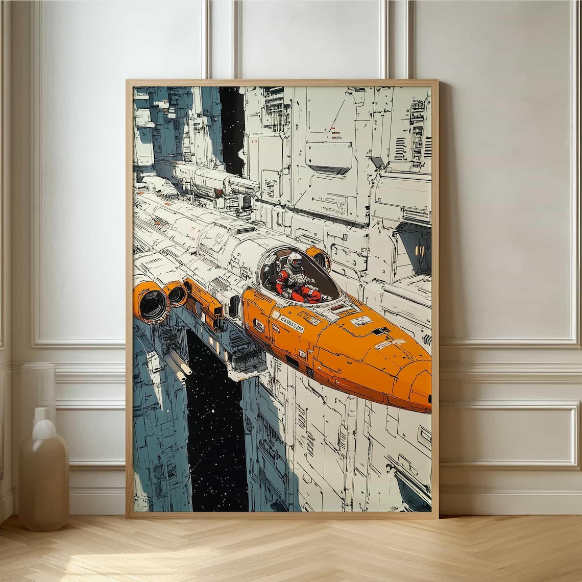 Vintage Spacecraft Exploration Poster, Retro Futurism Print