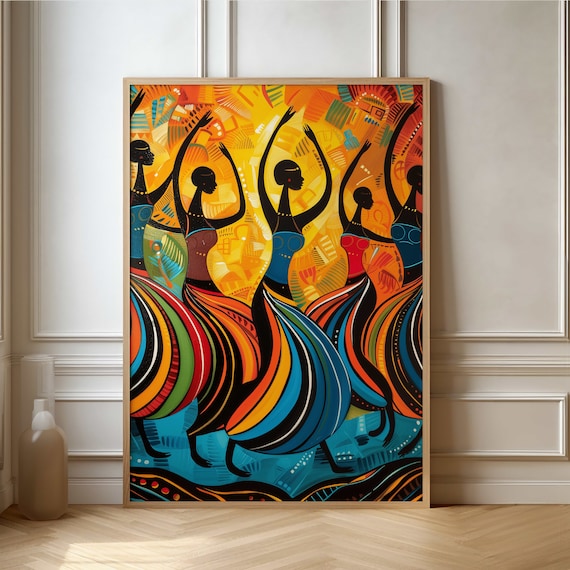Beautiful African Tribal Dance Poster Modern Abstract Wall Art Print
