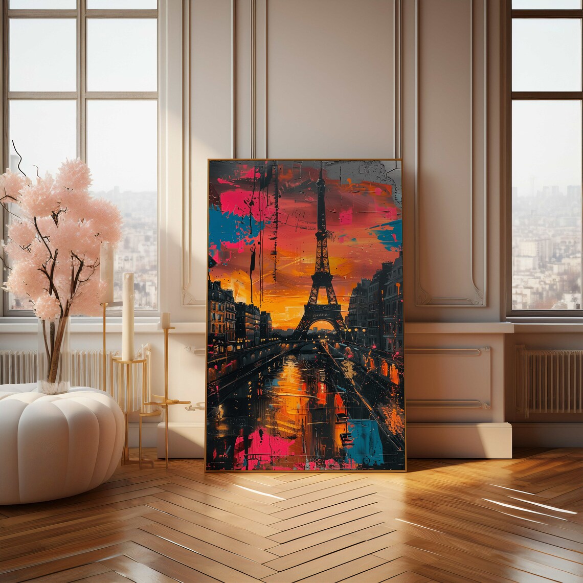 Eiffel Tower Paris Sunset Colorful Graffiti Street Art Poster - Image 4
