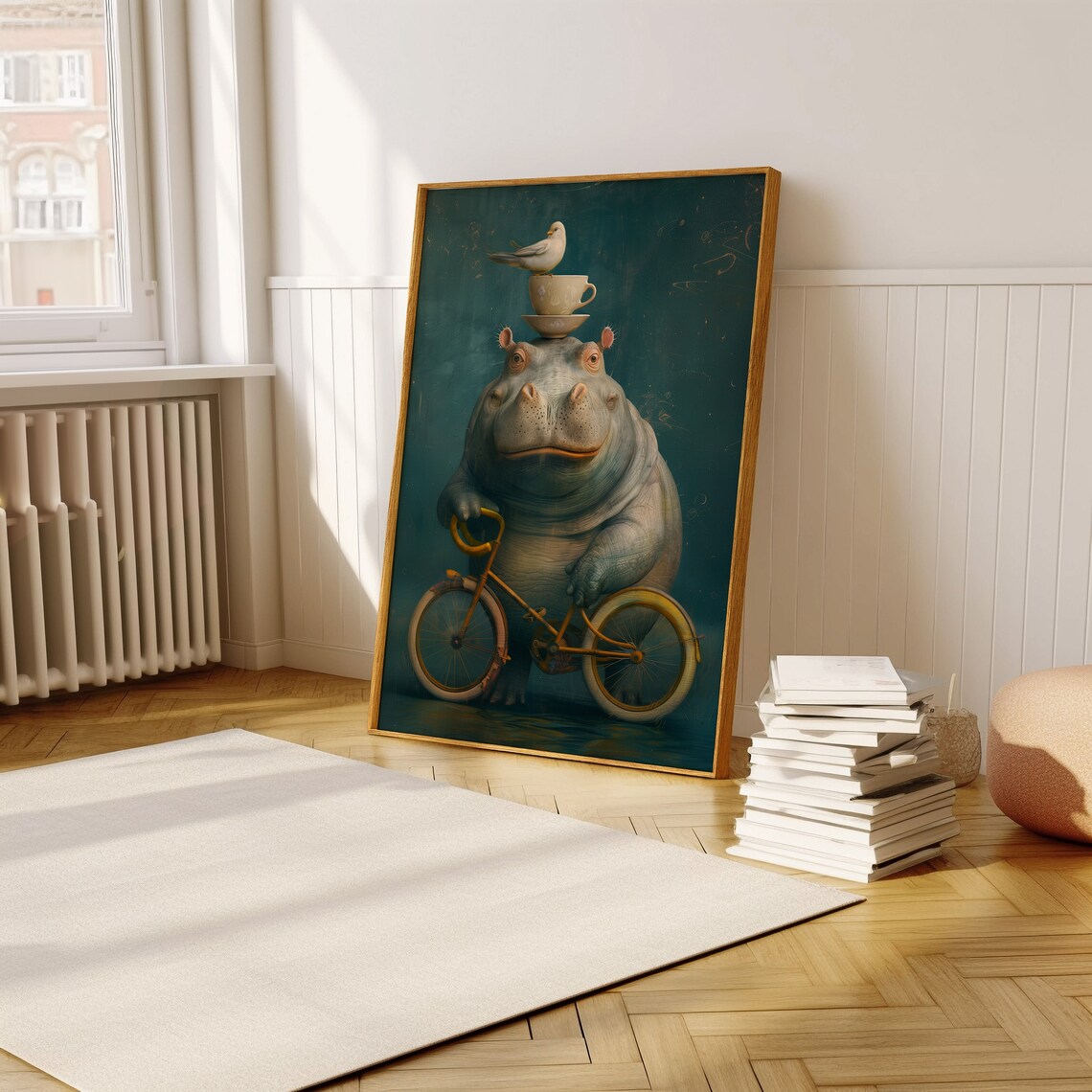 Hippo And Bird Fantasy Animal Poster, Decorative Art Print - Image 5