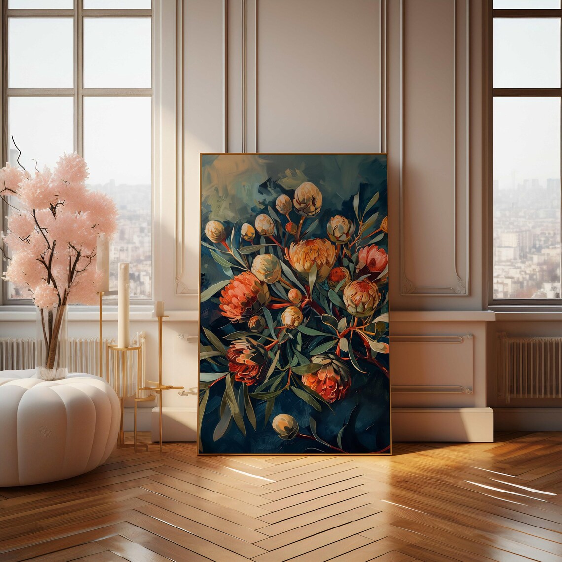Modern Protea Flowers Botanical Art Print, Floral Decor - Image 4