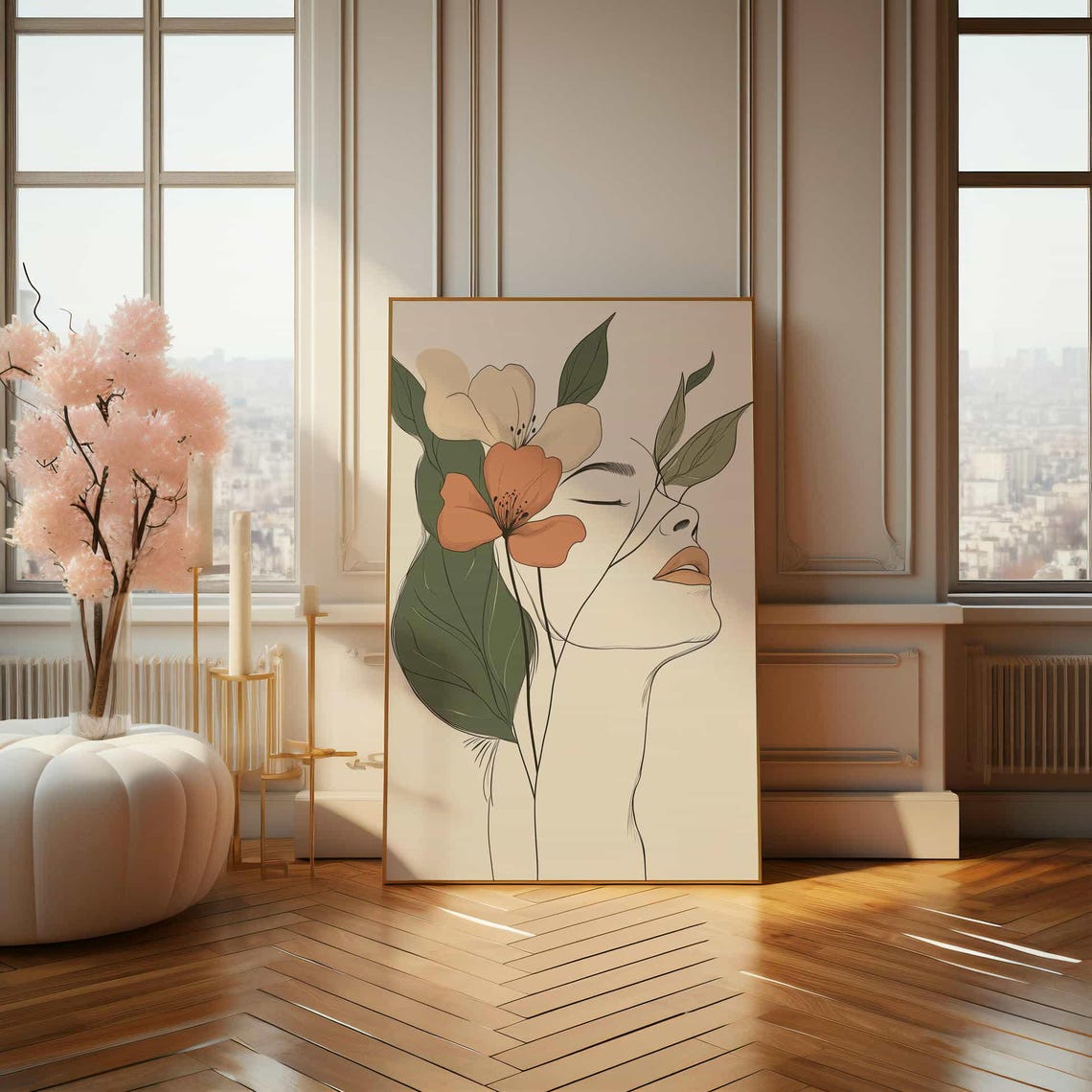 Minimalist Floral Woman Profile Line Art Botanical Decor Poster - Image 4