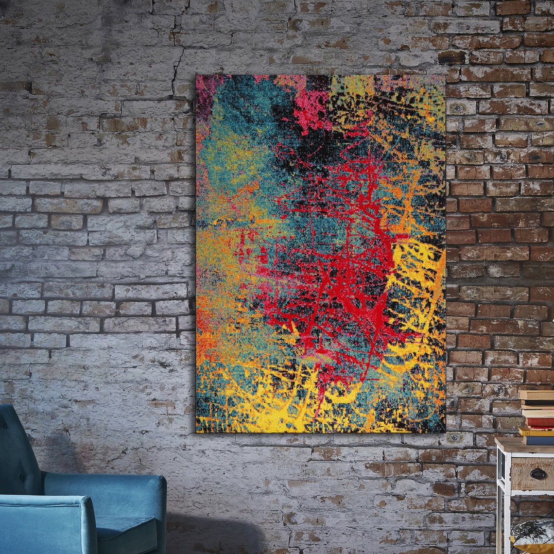 Colorful Abstract Grunge Splash Paint Texture Modern Art Poster - Image 2