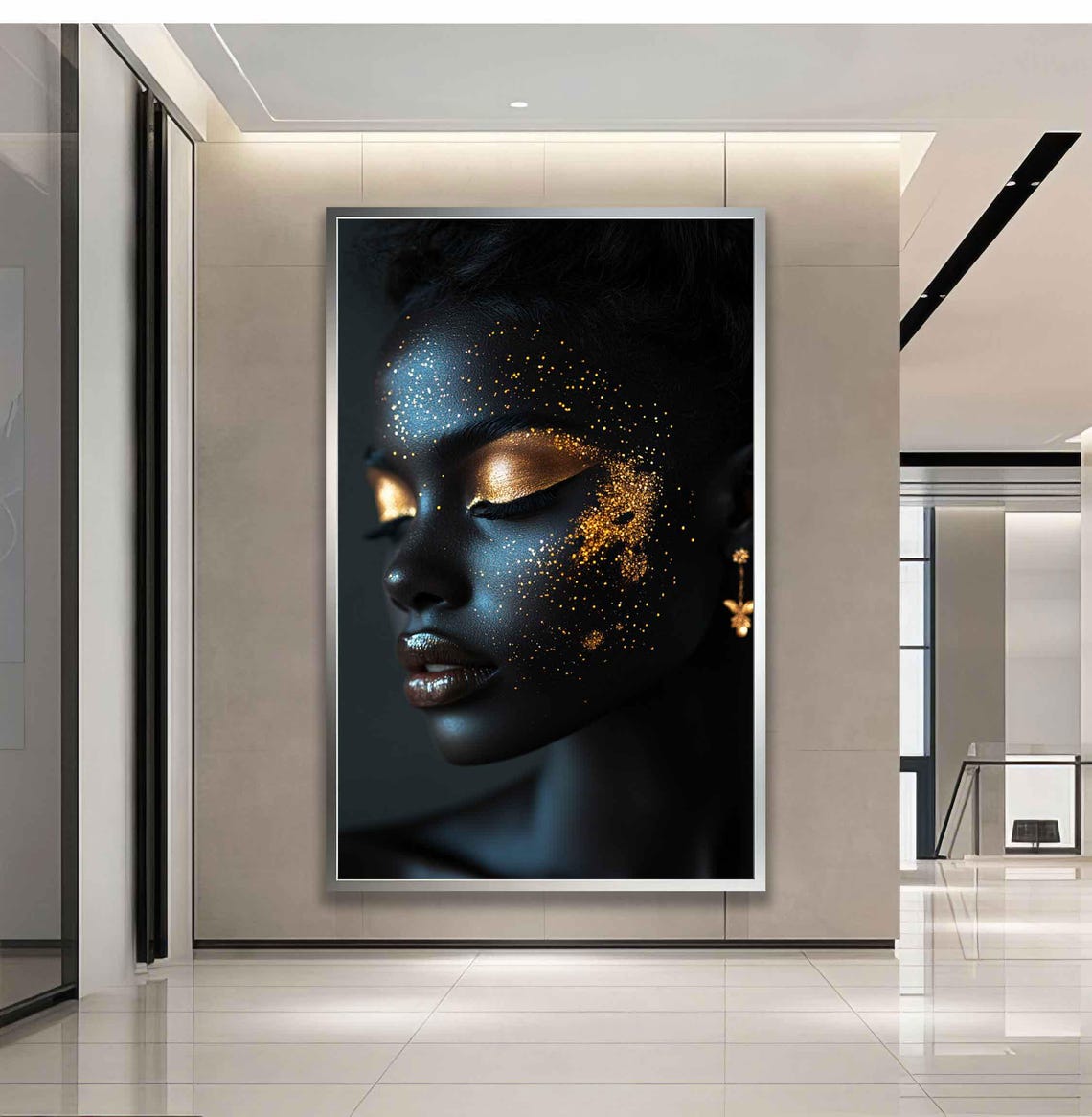 African Woman In Gold Wall Art Woman Face In Gold African Woman Wall Decor African Woman In Gold Wall Art - Image 3