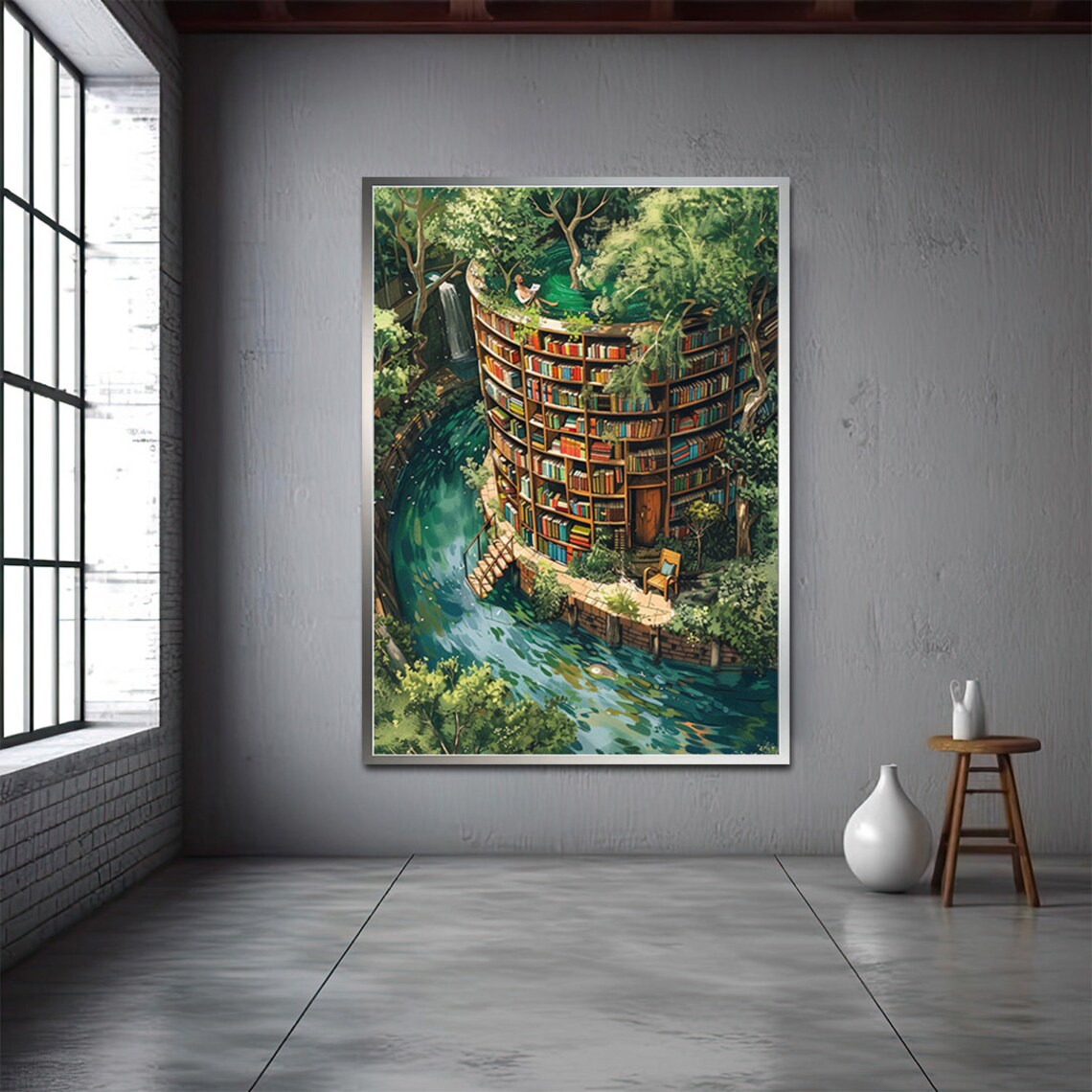 Surreal Library, Home Library Decor Art Print