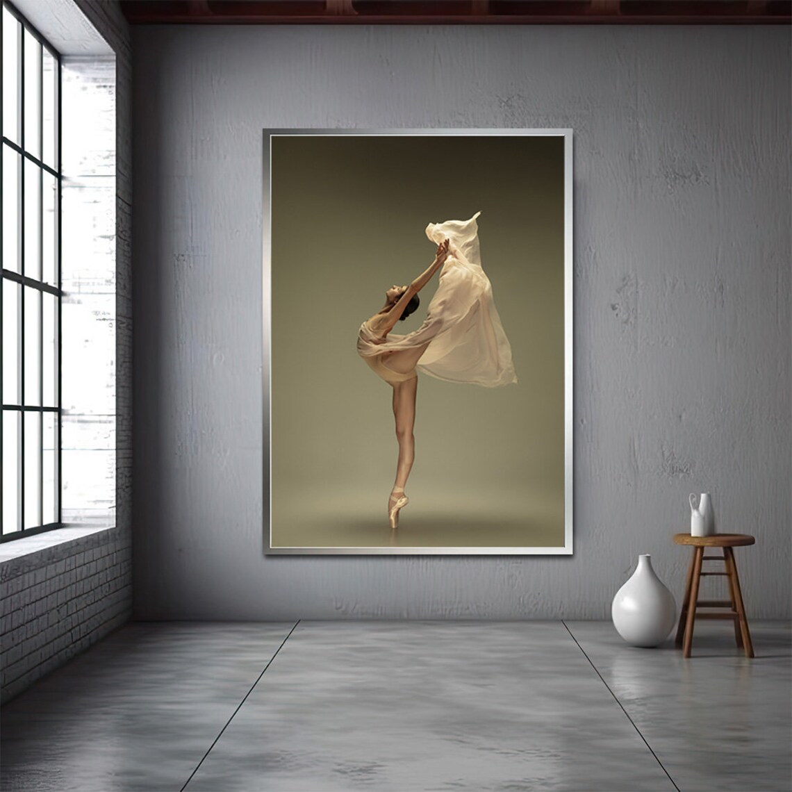 Ballet Dancer Flowing Fabric Elegant Ballerina Photography Wall Art - Image 2