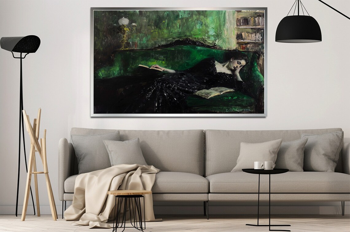 Ramon Casas Decadent Young Woman 1899 Reclining Reading Classic Art Poster - Image 2