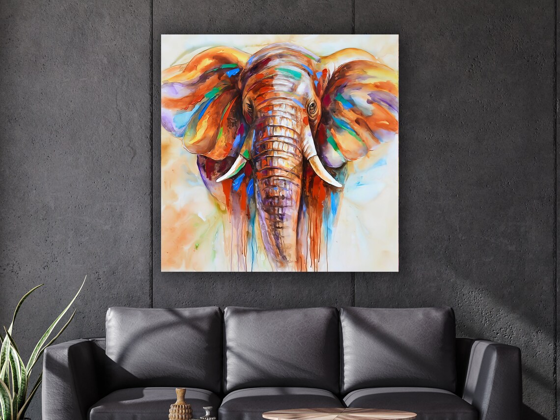 Colorful Elephant Watercolor Painting Safari Animal Wall Art - Image 2