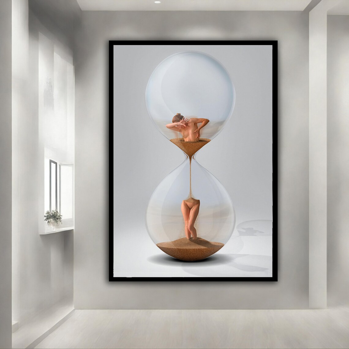 Surreal Woman Hourglass Body Sand Falling Time Dreamlike Art Print - Image 2