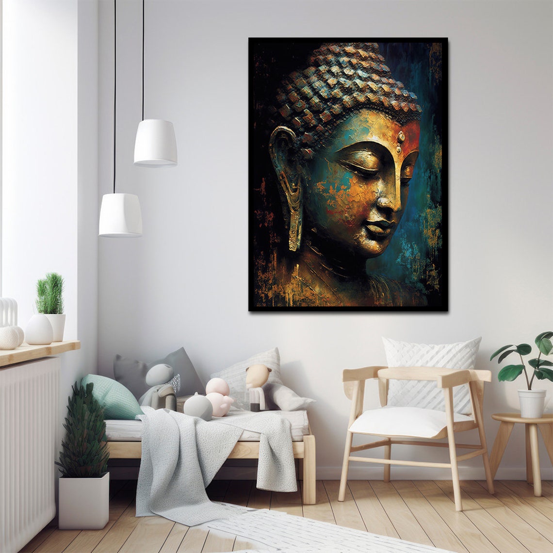Gold Buddha Woman Painting Meditation Art Meditation Wall Art Buddha Art Yoga Wall Art Print Painting - Image 3