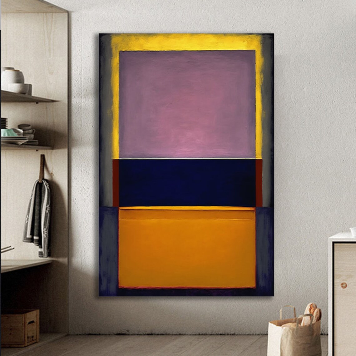 Rothko Style Lavender Navy Orange Color Field Bold Abstract Art Print - Image 3