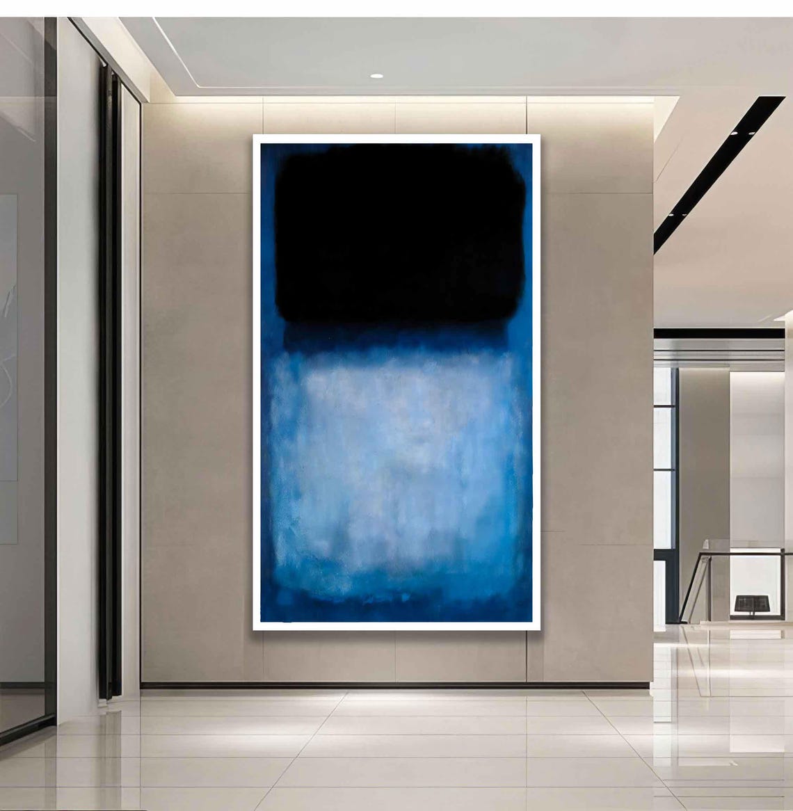 Rothko Style Black Blue Color Field Abstract Gold Frame Wall Art Print - Image 3