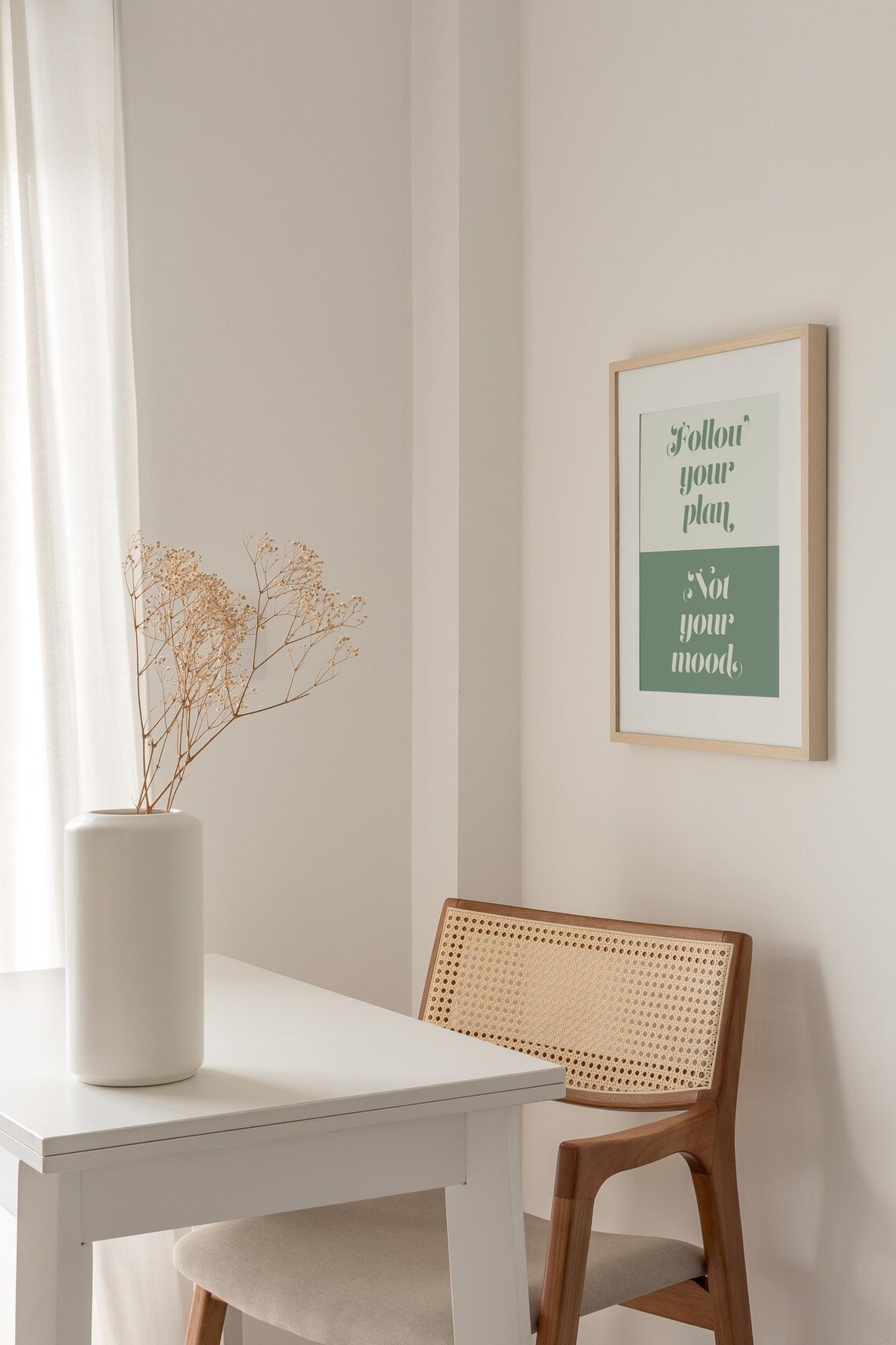 Follow Your Plan Not Your Mood Sage Green Retro Typography Quote Poster
