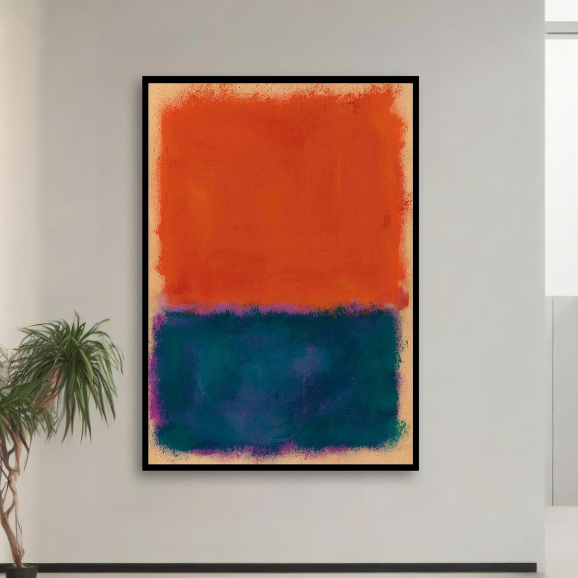 Rothko Style Sunset Orange Teal Blue Color Field Abstract Poster