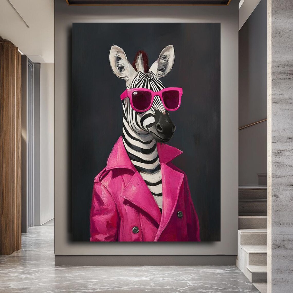 Zebra With Sunglasses Funky Animal Art Print