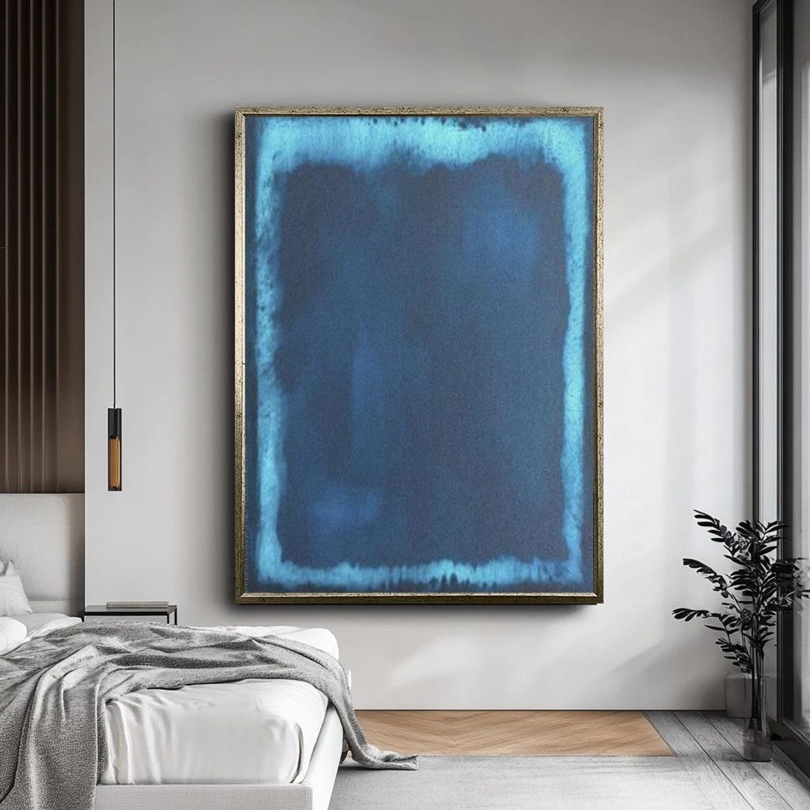Deep Blue Color Field Abstract Minimalist Calm Modern Wall Art - Image 5