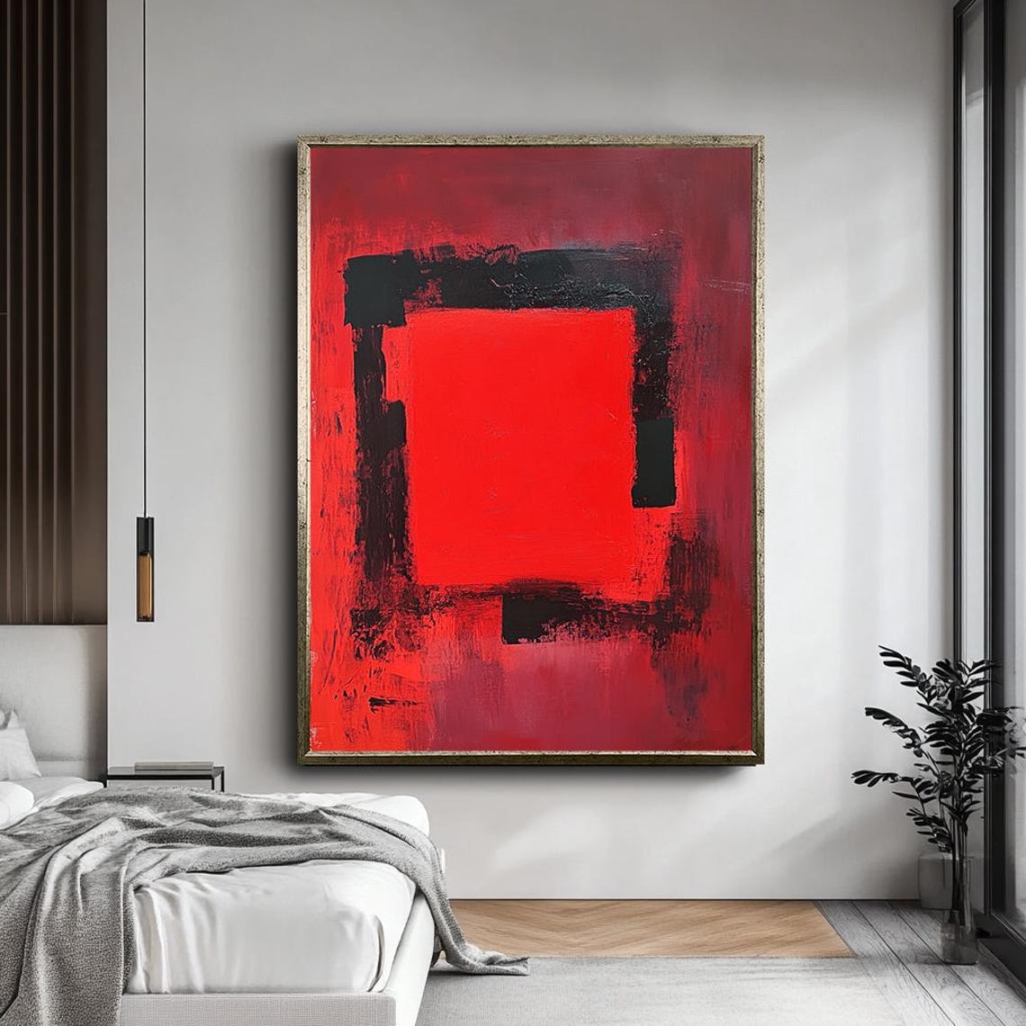 Mark Rothko Style Bold Red Black Geometric Abstract Minimalist Poster - Image 5