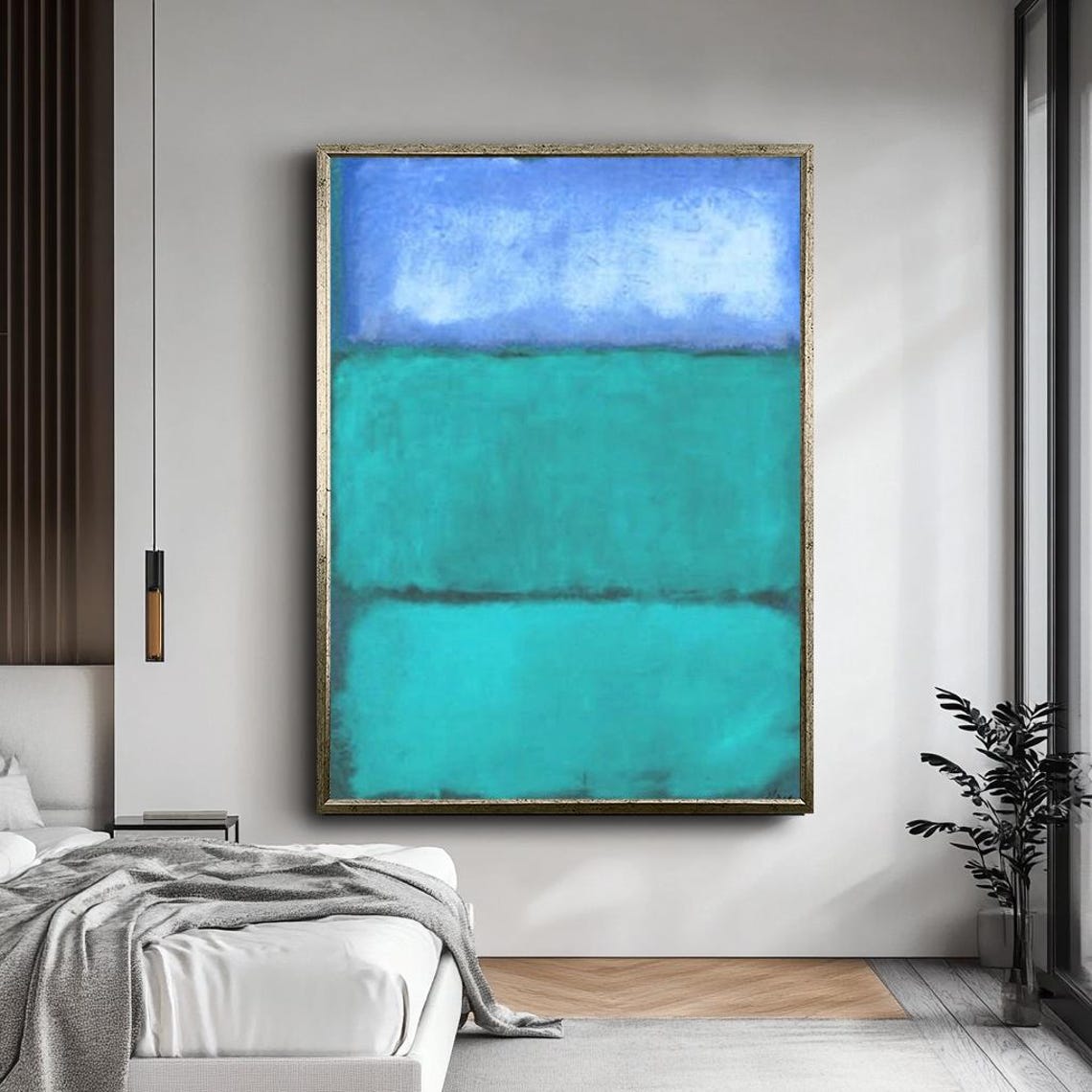Mark Rothko Style Sky Blue Turquoise Color Field Abstract Poster - Image 3