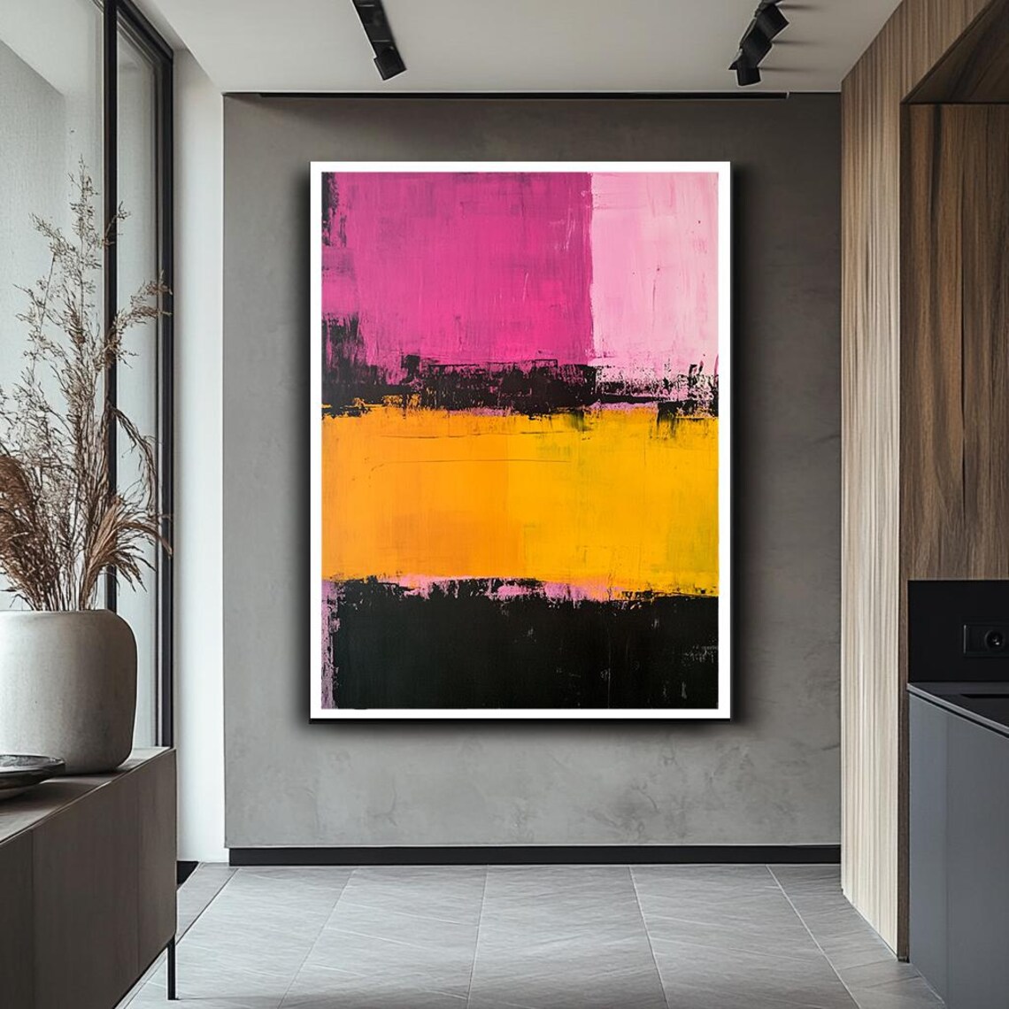 Mark Rothko Style Pink Yellow Black Bold Color Blocks Abstract Poster - Image 2