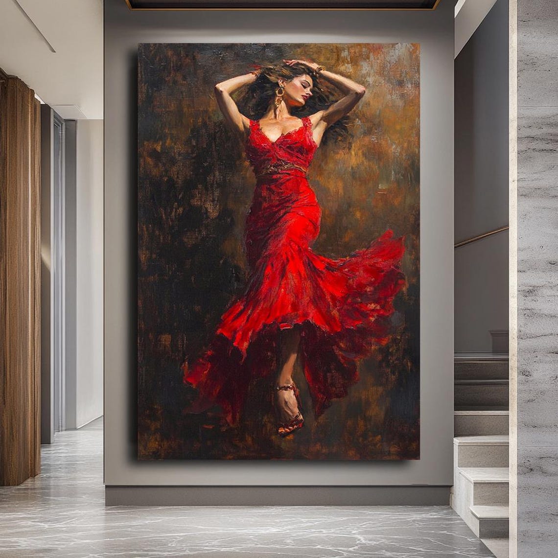 Flamenco Dancer In Red Dress Passionate Spanish Dance Art Poster - Image 3