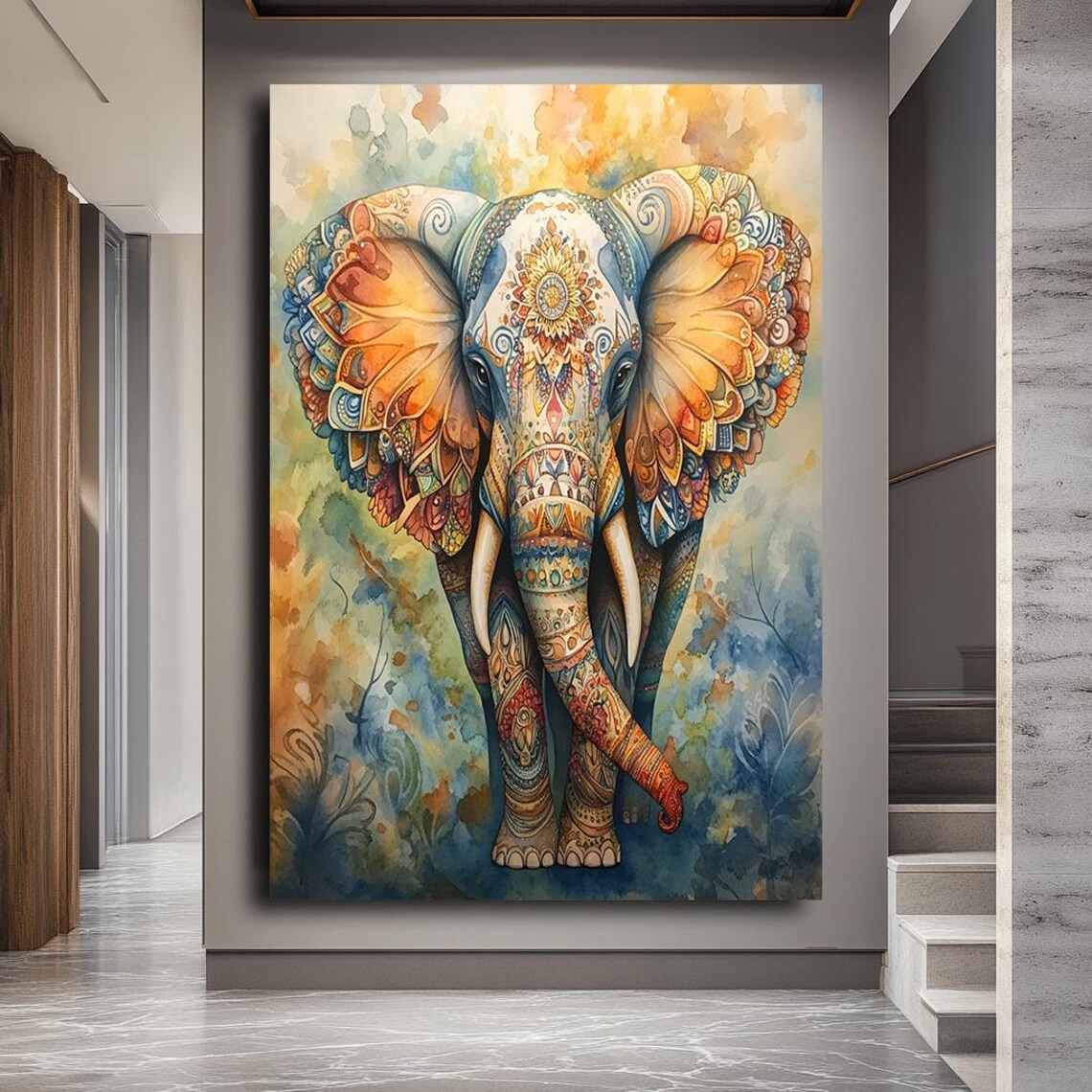 Colorful Mandala Elephant Art Print, Bohemian Decor - Image 2