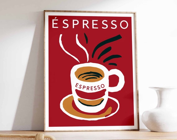 Espresso Poster Coffee Print Cafe Art Coffee Gift Kitchen Decor Kitchen Poster Food Poster Drinks Art Restaurant Decor